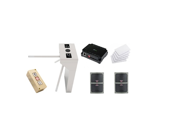 iKey 005 ZKTeco TS1000M-C2-260 Pro Трехштанговый турникет c контроллером и считывателями, с ПО ZKBio CVAcess